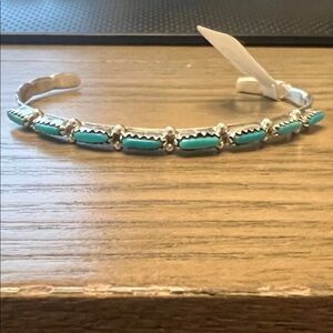 Navajo Handmade Turquoise Dainty Cuff